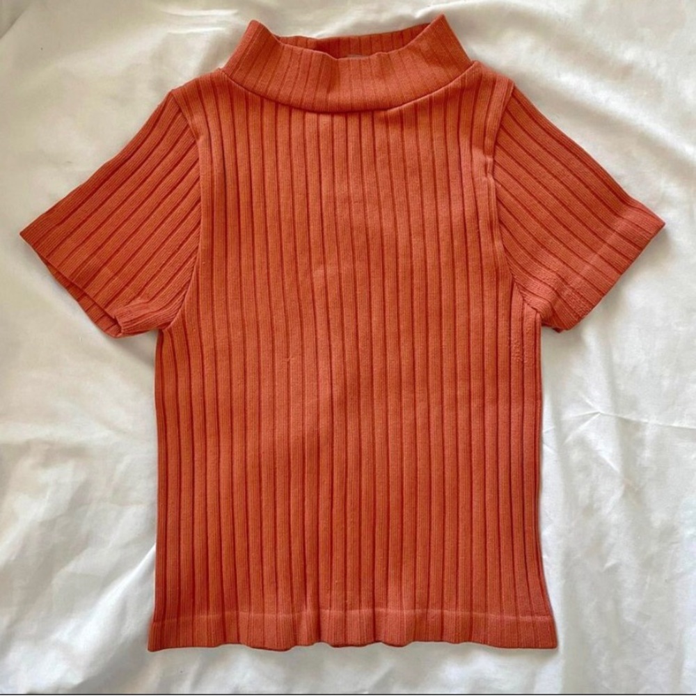 Mock Neck Tee Burnt Orange